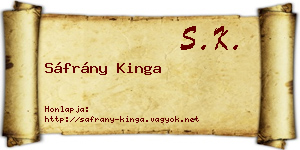 Sáfrány Kinga névjegykártya